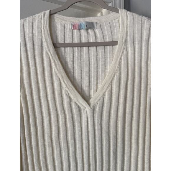 Free People Beach Veda Sweater Vest MED Cream White Boho Festival Preppy Student - Picture 3 of 11